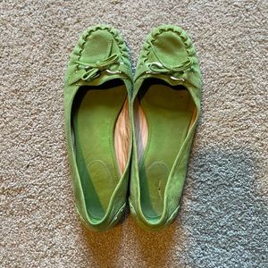 Vintage Kate Spade green suede flats, size 8